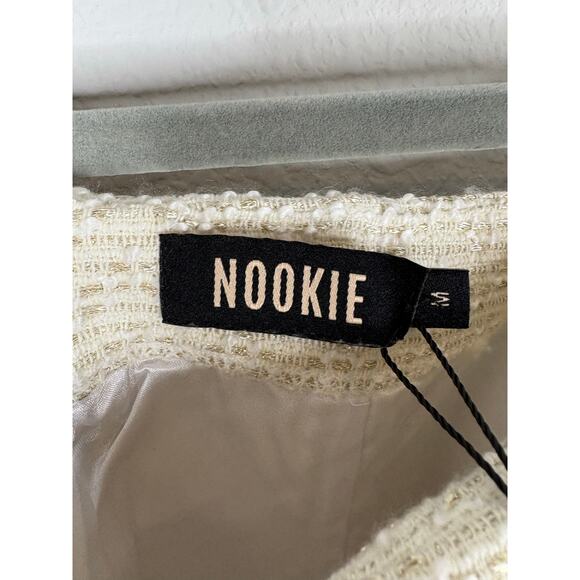 Nookie Queen Luxe Mini Skirt Button Detail Sexy Party Cocktail Quiet Luxury M - Picture 7 of 12